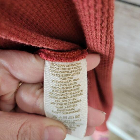 Free People Womens Sweater Meadow Fiesta Cuff Thermal Red Small - Picture 7 of 7